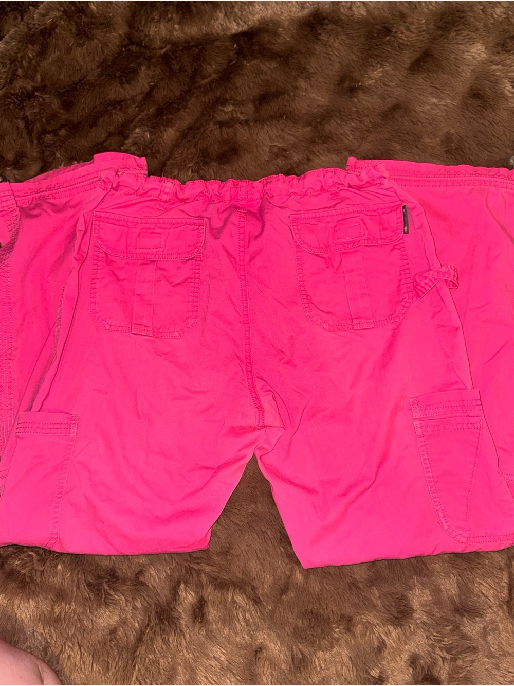 Pink Printed Scrub Top with Hot Pink Drawstring Scrub Pants Outfit Size Medium - Picture 4 of 6